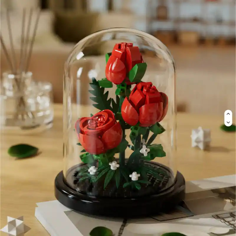 Red Rose Terrarium DIY Building Blocks - 254 Pieces