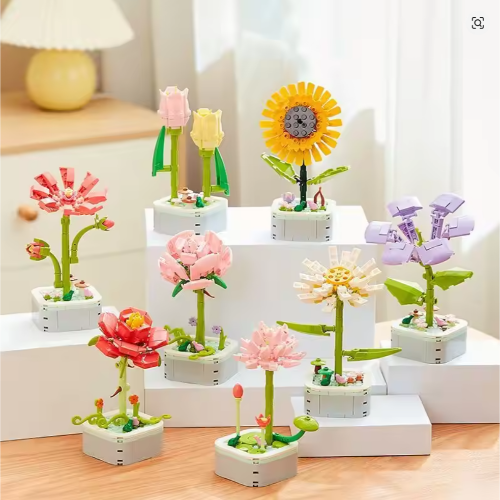 Garden Flowers building blocks, all designs shown together