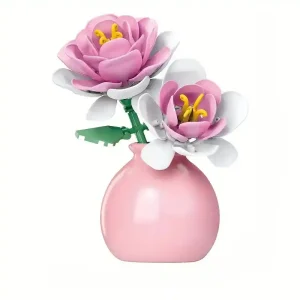 Pink Roses in a Vase DIY Building Blocks - 100 Pieces