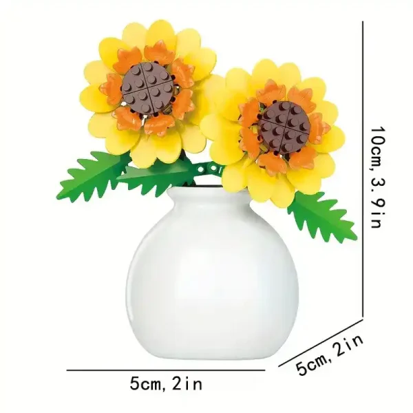 Sunflowers in a Vase DIY Building Blocks - 100 Pieces - Image 2