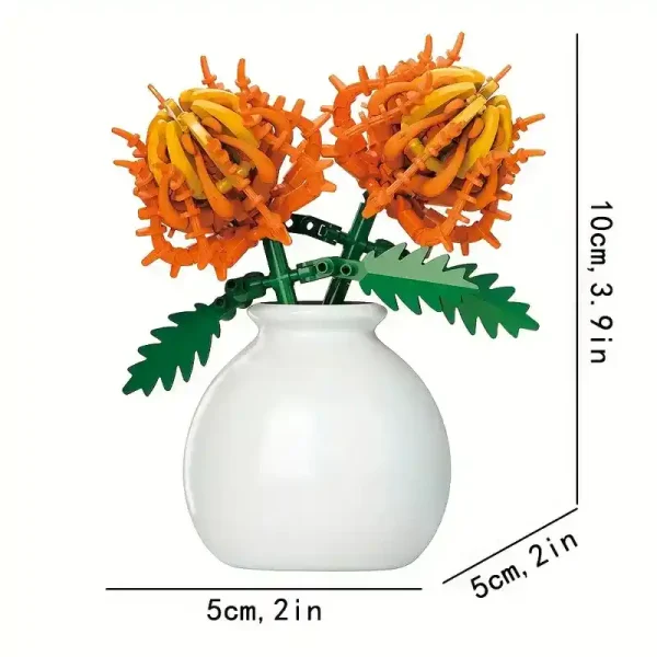 Thorny Marigolds in a Vase DIY Building Blocks - 100 Pieces - Image 2