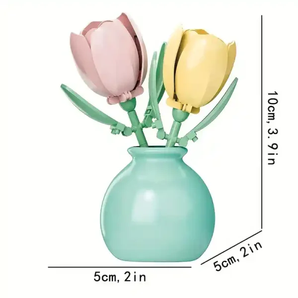 Tulips in a Vase DIY Building Blocks - 100 Pieces - Image 2