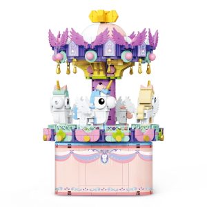 Unicorn Merry-Go-Round Carousel Music Box DIY Building Blocks