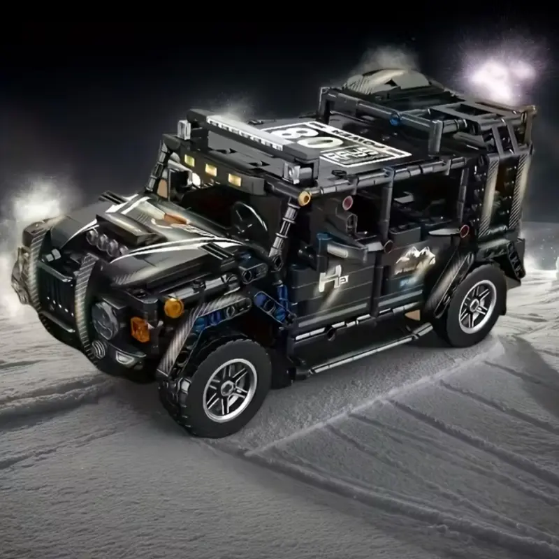 Black Pull-back Off-road Car 1:14 DIY Building Blocks - 909 Pieces