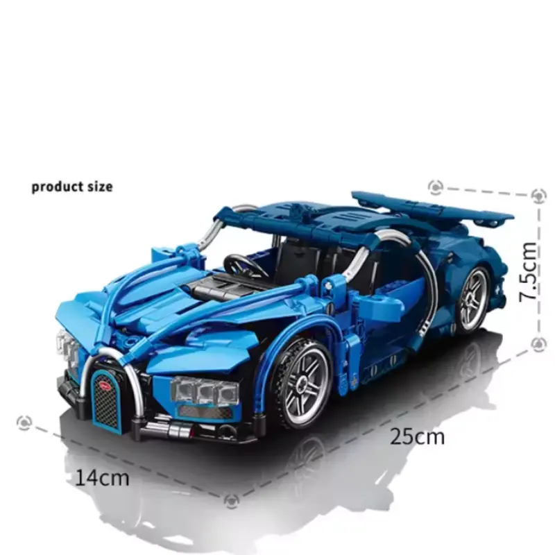 Blue Racing Pull-back Super Car 1:18 DIY Building Blocks - 473 Pieces