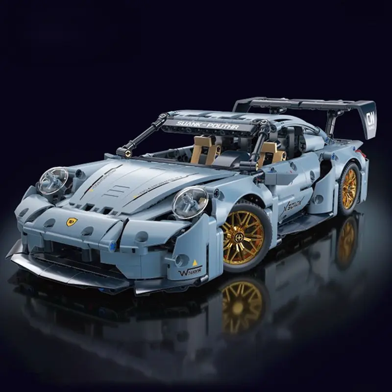 Blue Grey Remote Control Racing Super Car 1:14 DIY Building Blocks - 1200+ Pieces