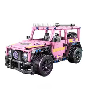 Pink Pull-back Off-road Car 1:18 DIY Building Blocks - 456 Pieces
