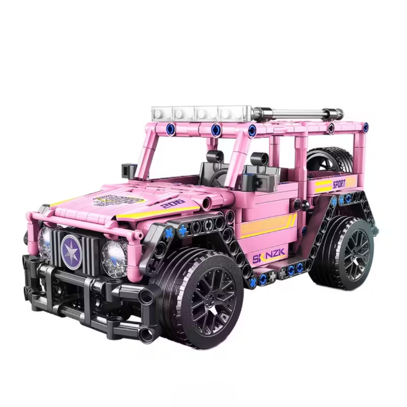Pink Pull-back Off-road Car 1:18 DIY Building Blocks - 456 Pieces