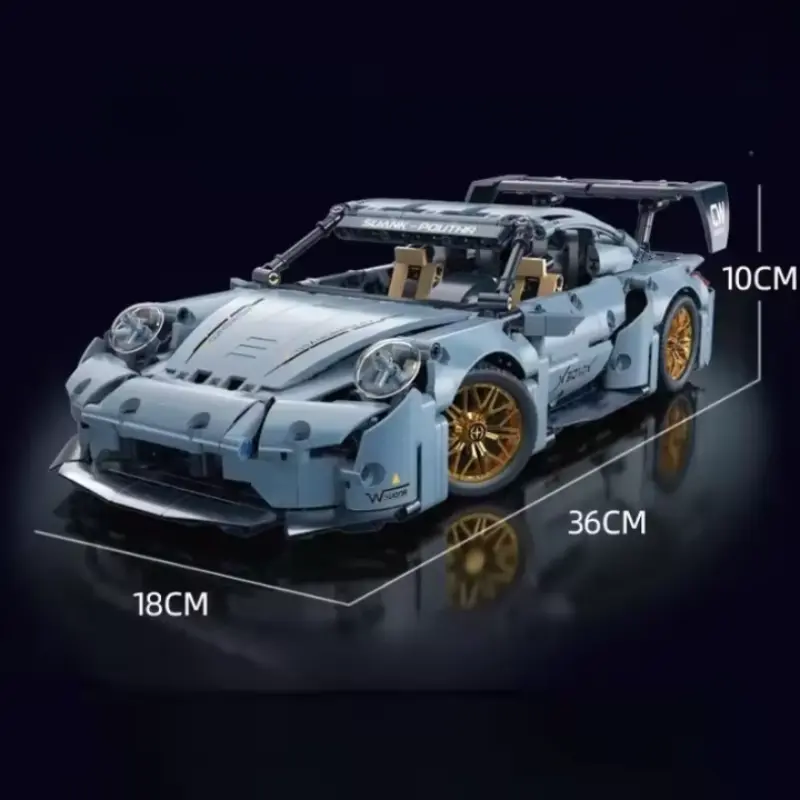 Blue Grey Remote Control Racing Super Car 1:14 Building Blocks - 1200+ Pieces building blocks model with its size measurements