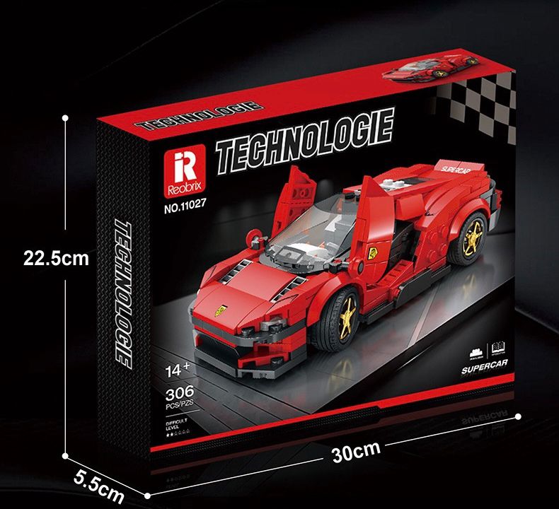 Red Car building blocks box and finished model