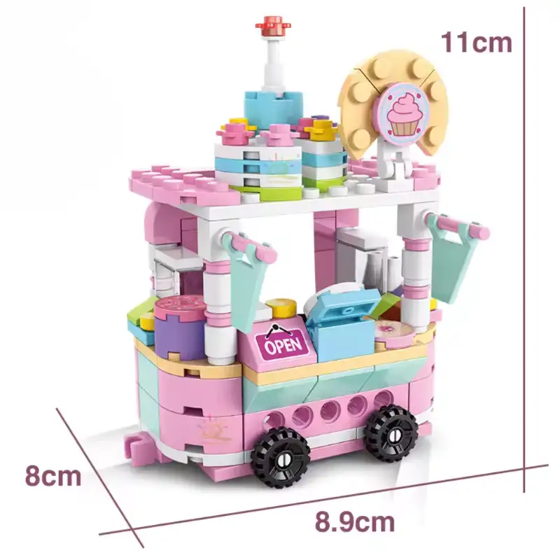 Street Food Cart building blocks model with its size measurements