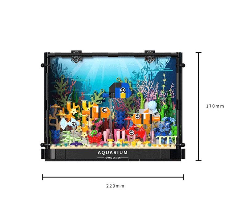 Tropical Fish Tank building blocks model with its size measurements