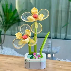Crystal Yellow Orchid Flower DIY Building Blocks – 134 Pieces