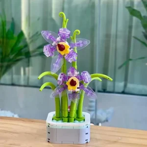 Crystal Purple Orchid Flower DIY Building Blocks – 153 Pieces