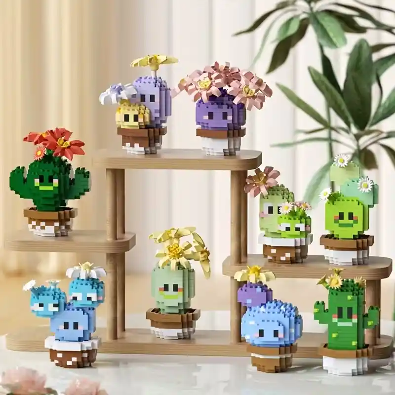 Mini Cactus building blocks, all designs shown together