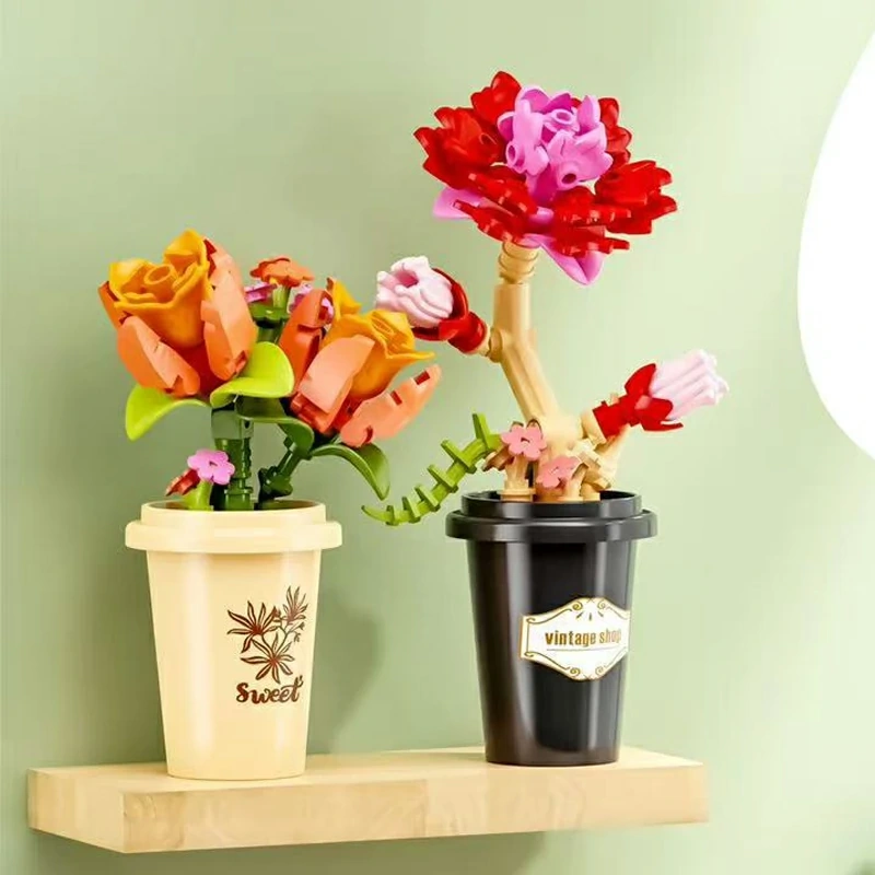 8 × Bucket Flowers DIY Building Blocks - Image 3
