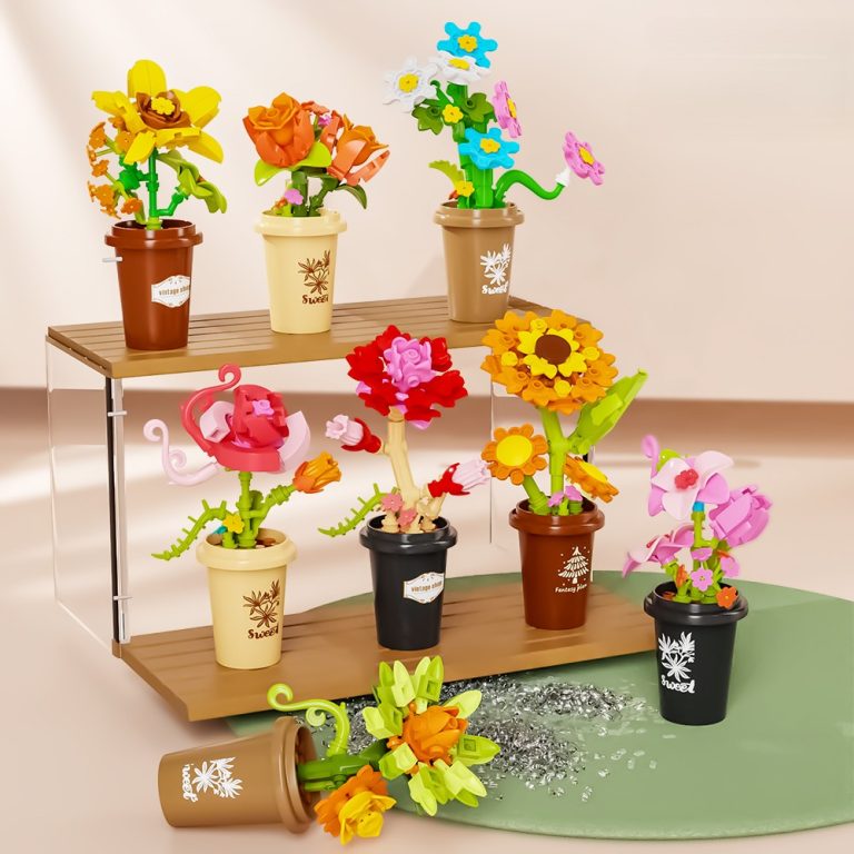 8 × Bucket Flowers DIY Building Blocks