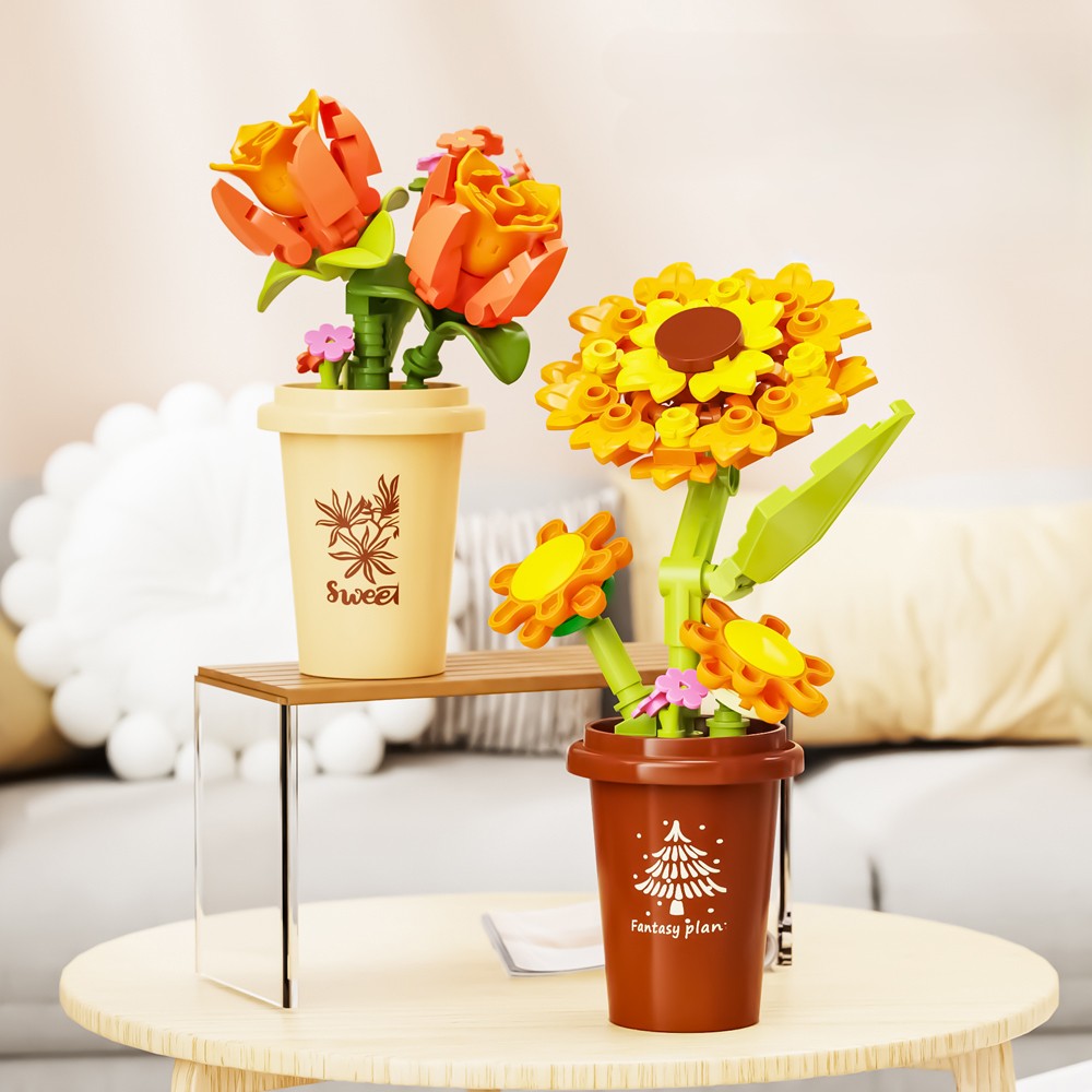8 × Bucket Flowers DIY Building Blocks - Image 4