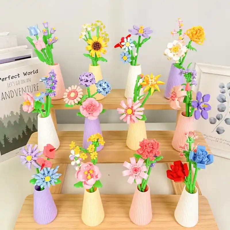 Flowers in a Tall Vase building blocks, all designs shown together